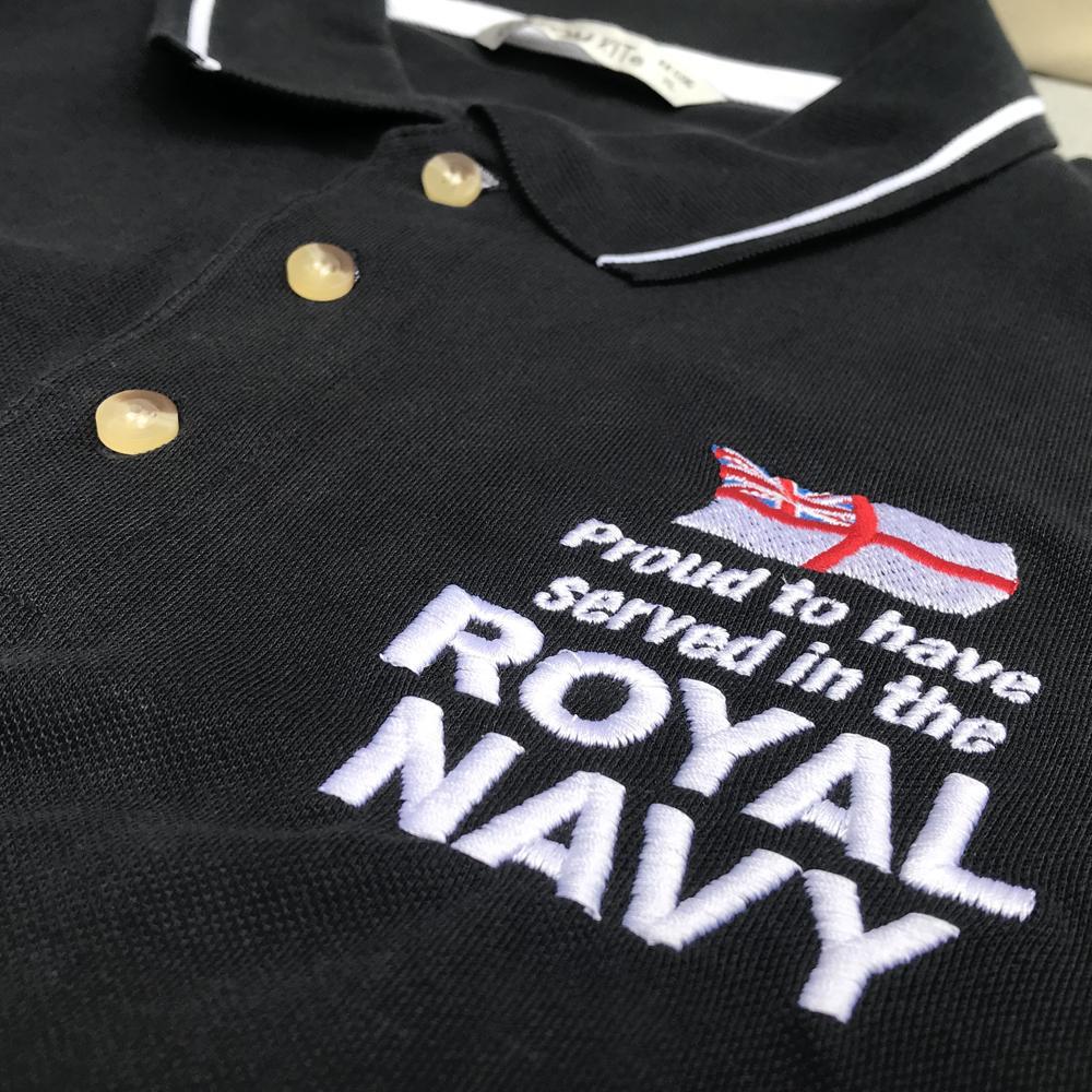 Personalised Military Contrast Polo Shirt Embroidered with any Service or Regiment