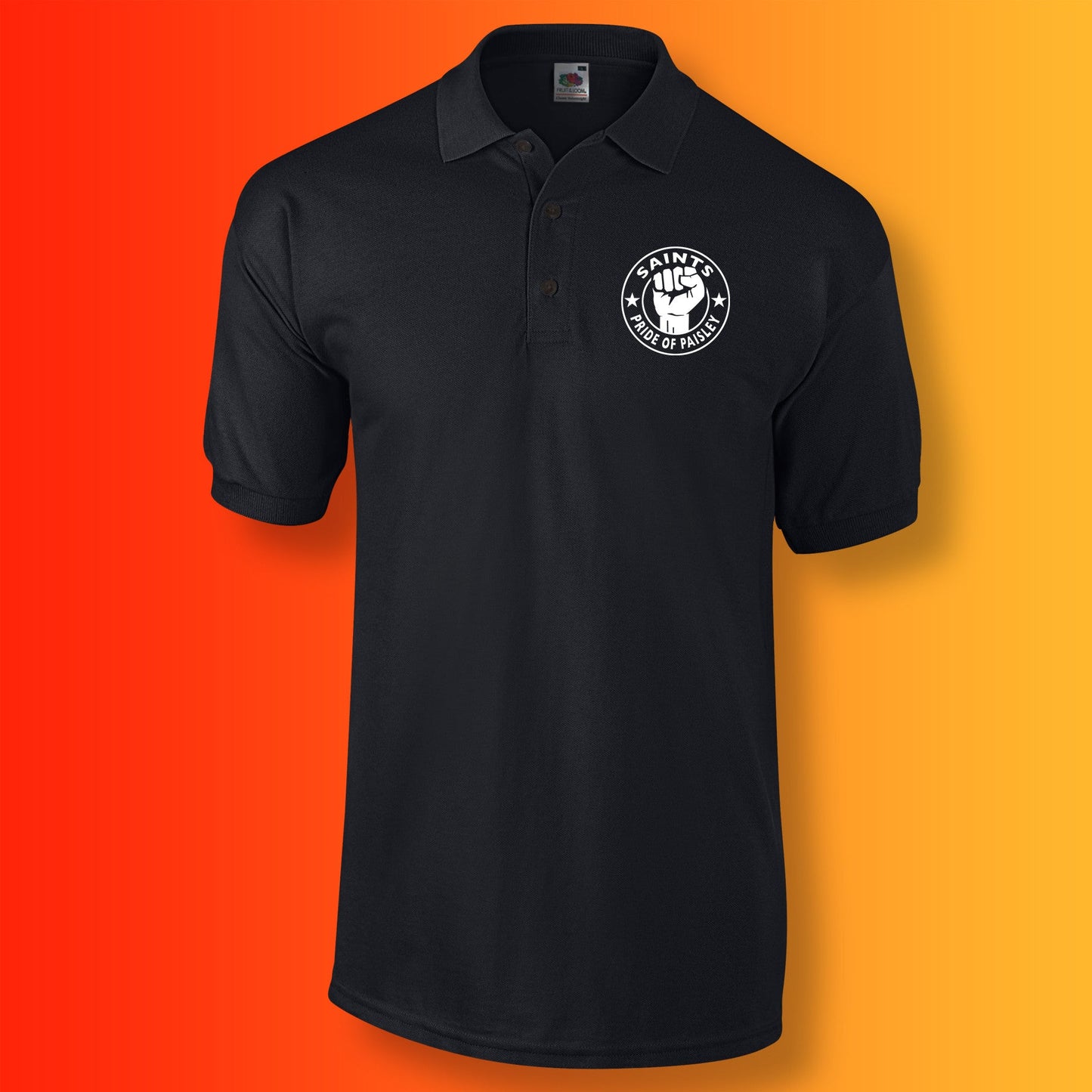 Saints Polo Shirt with The Pride of Paisley Design Black