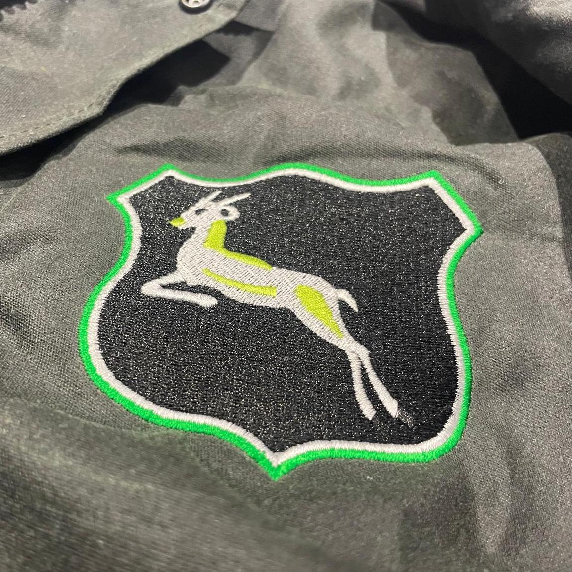 Retro South Africa Rugby Embroidered Padded Wax Jacket - Olive 2XL