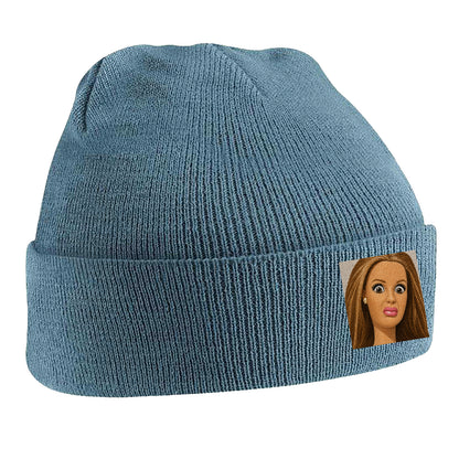 Funny Distressed Doll Face Meme Beanie Hat 