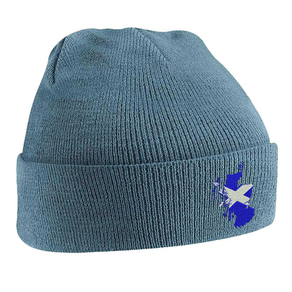 Scotland Flag Map Embroidered Beanie Hat