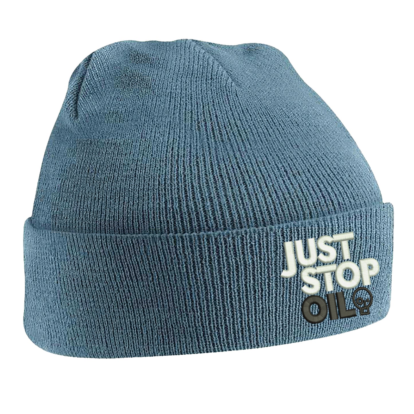 Just Stop Oil Embroidered Beanie Hat