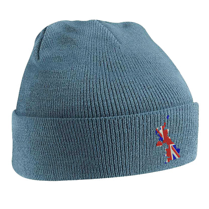 United Kingdom Flag Map Embroidered Beanie Hat