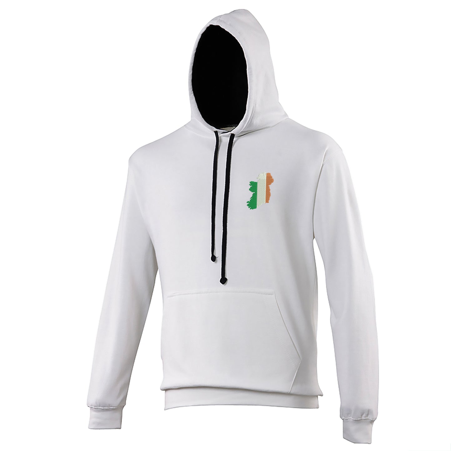 Ireland Flag Map Embroidered Contrast Hoodie