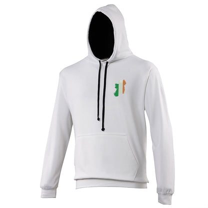 Ireland Flag Map Embroidered Contrast Hoodie