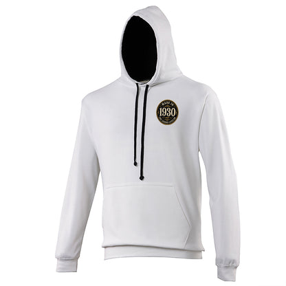 Made in 1930 Birthday Contrast Hoodie 
