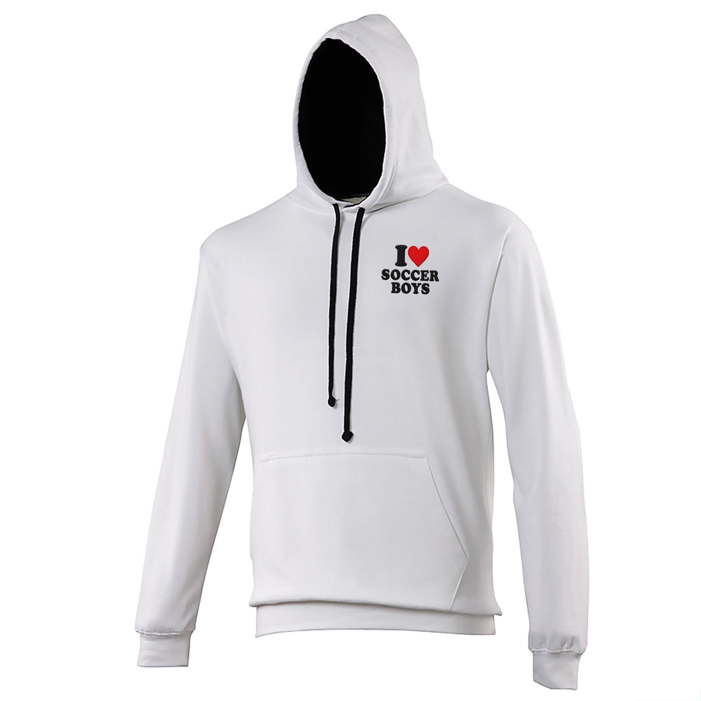 I Love Soccer Boys Contrast Hoodie 