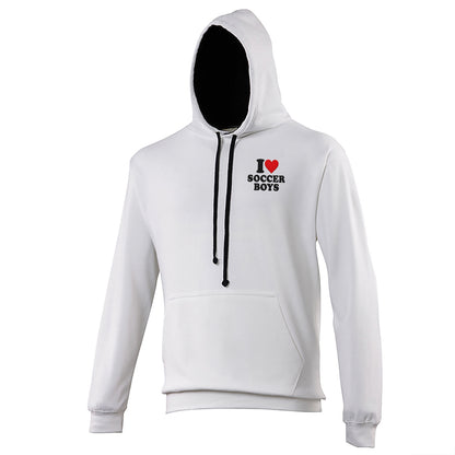 I Love Soccer Boys Contrast Hoodie 