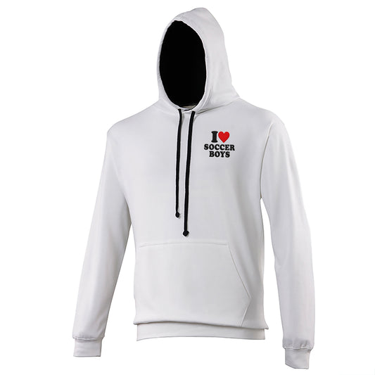 I Love Soccer Boys Contrast Hoodie 