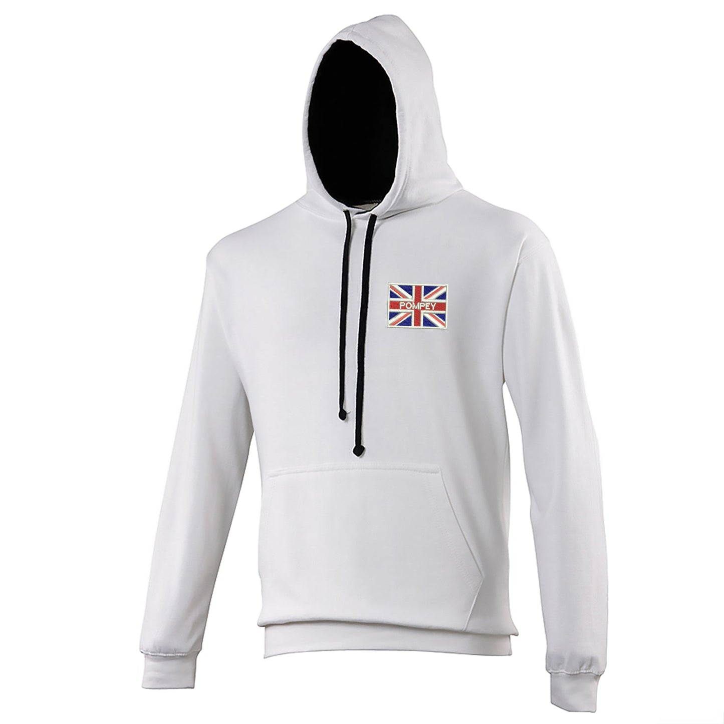 Pompey Coloured Union Jack  Embroidered Contrast Hoodie