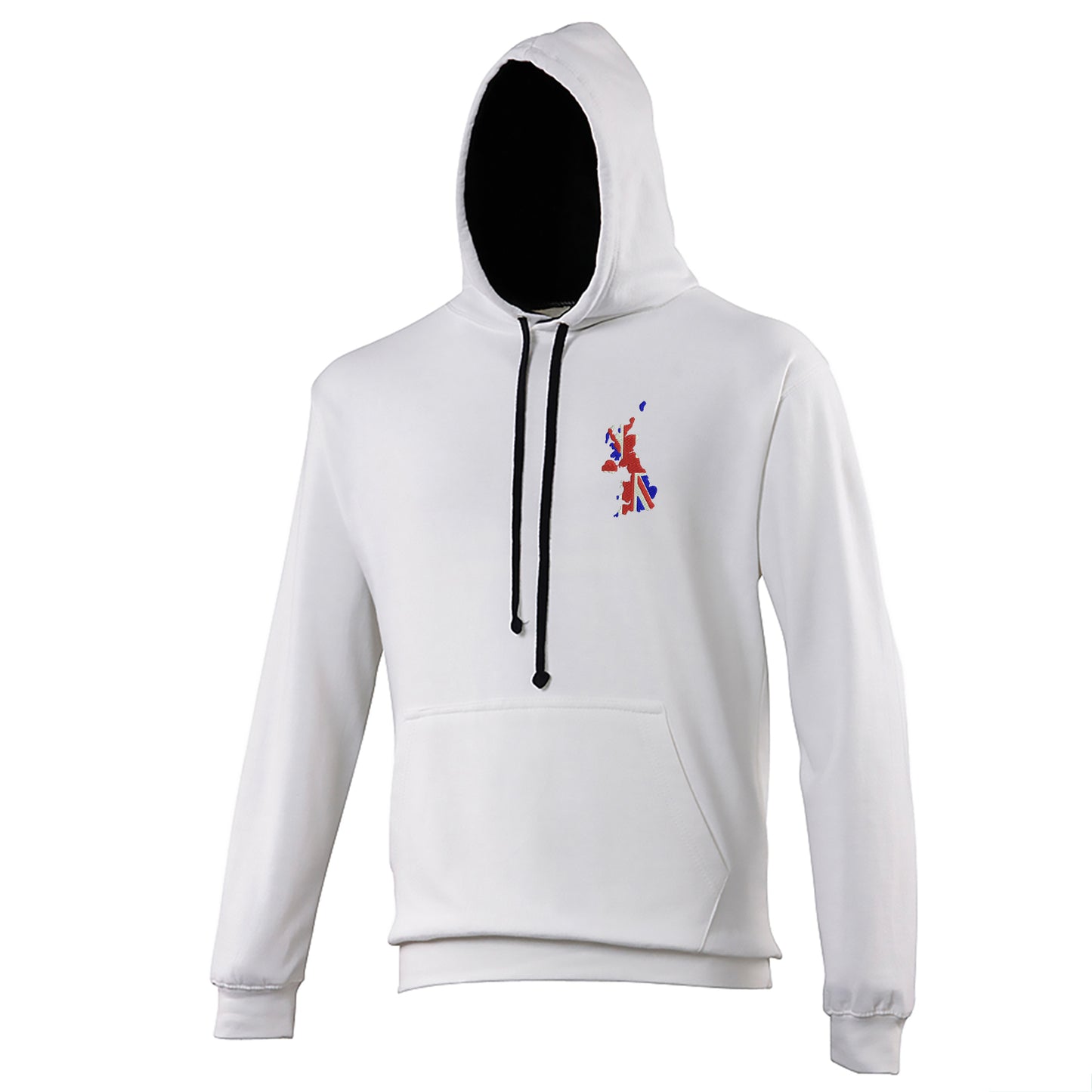 United Kingdom Flag Map Embroidered Contrast Hoodie
