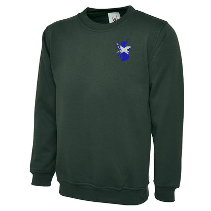 Scotland Flag Map Embroidered Classic Sweatshirt