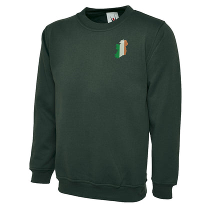 Ireland Flag Map Embroidered Classic Sweatshirt
