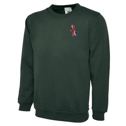 United Kingdom Flag Map Embroidered Classic Sweatshirt