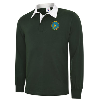 Retro Napoli 1970s Embroidered Long Sleeve Rugby Shirt