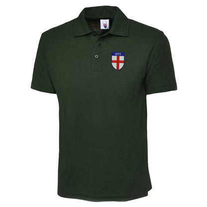 City Flag of England Shield Classic Embroidered Polo Shirt