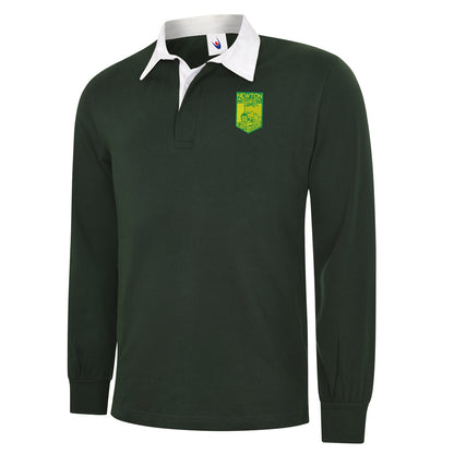 Retro Newton Heath LYR Embroidered Long Sleeve Rugby Shirt
