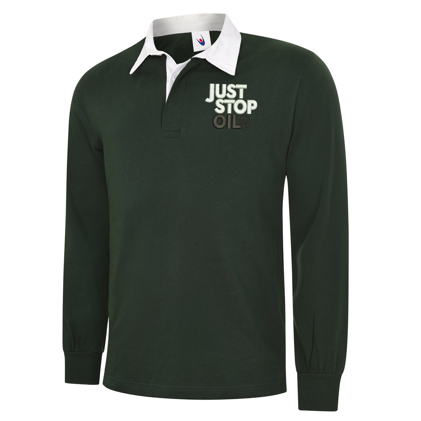 Just Stop Oil Embroidered Classic Rugby Shirt