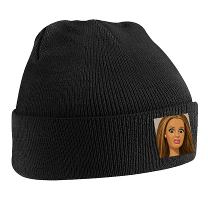 Funny Distressed Doll Face Meme Beanie Hat 