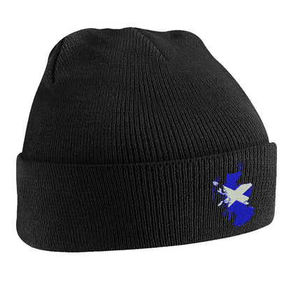 Scotland Flag Map Embroidered Beanie Hat