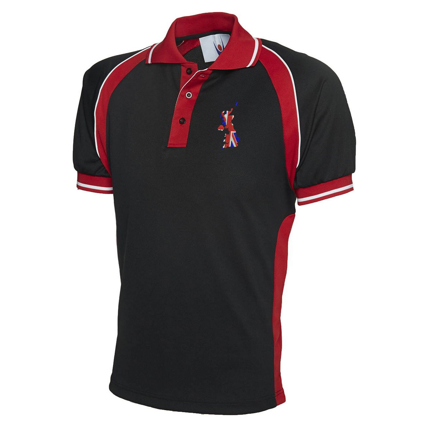 United Kingdom Flag Map Embroidered Sports Polo Shirt