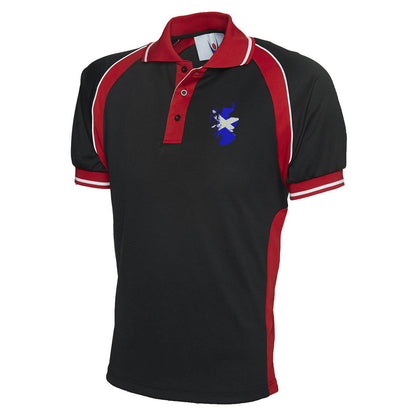 Scotland Flag Map Embroidered Sports Polo Shirt