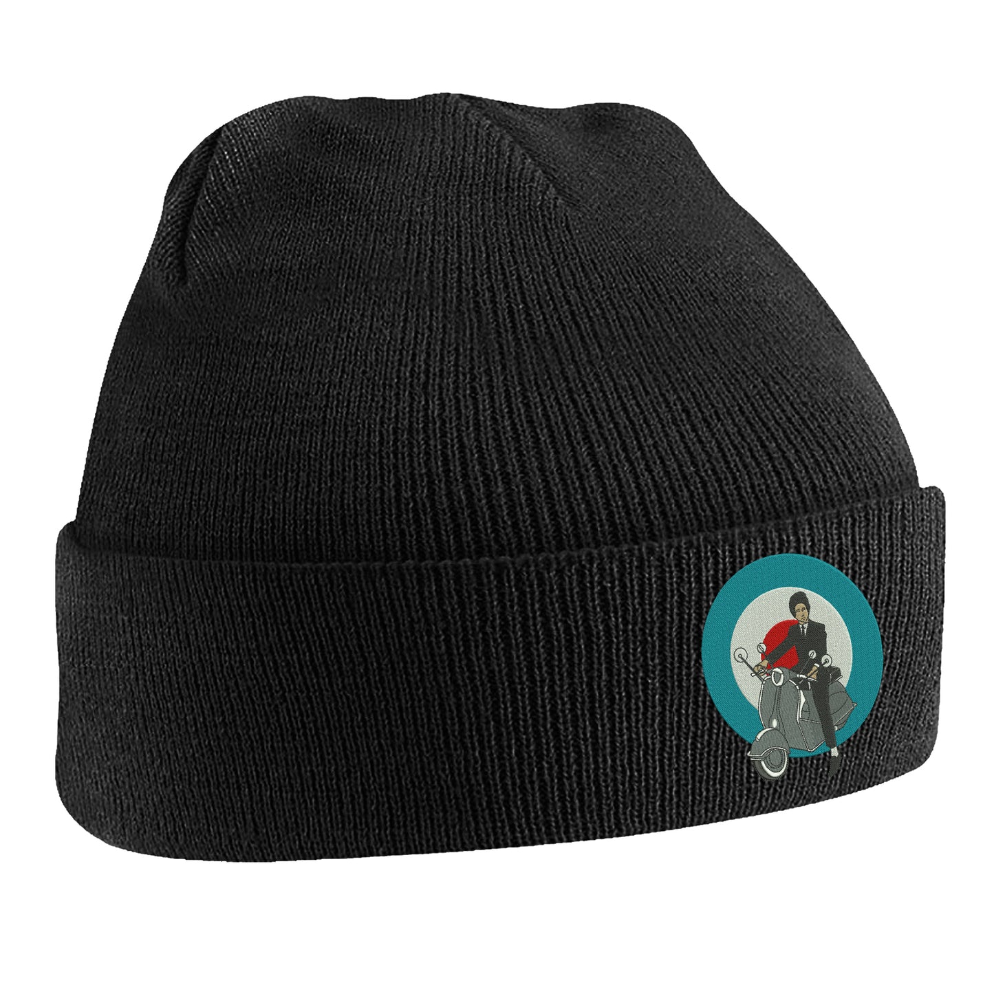 Retro MOD Scooter Embroidered Beanie Hat