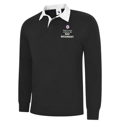Proud to Have Served in The RAF Regiment Embroidered Long Sleeve Rugby Shirt
