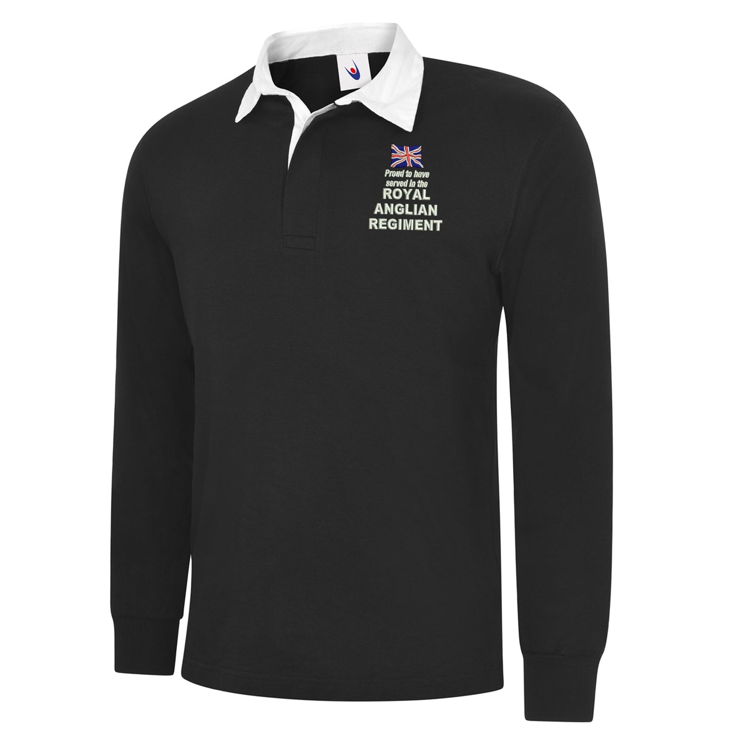 Proud to Have Served in The Royal Anglian Regiment Embroidered Long Sleeve Rugby Shirt