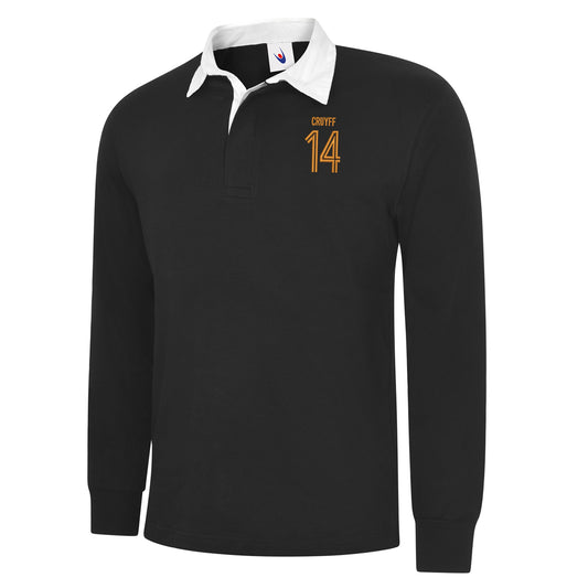 Cruyff 14 Embroidered Classic Long Sleeve Rugby Shirt