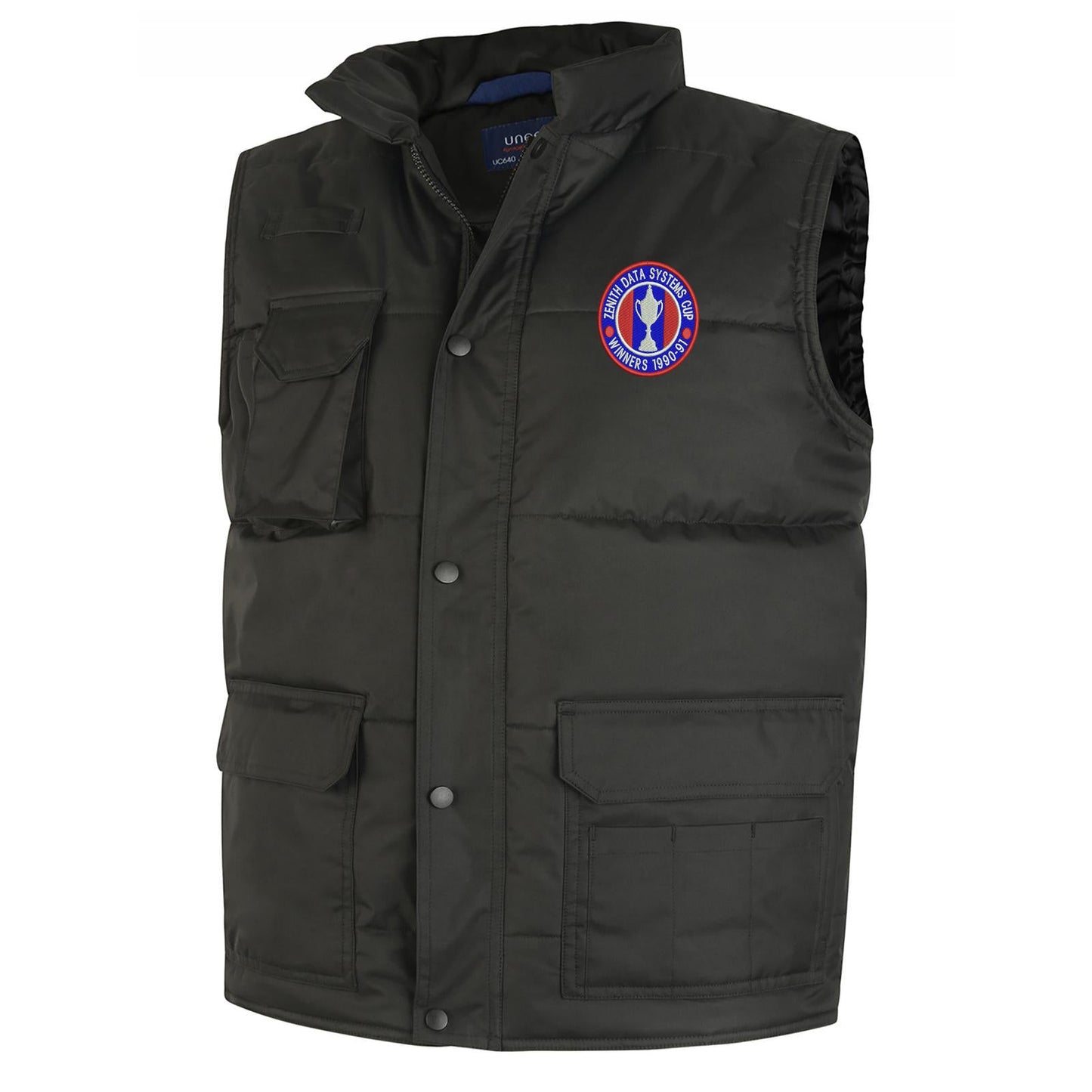 Retro Crystal Palace Zenith Data Systems Cup  Winners 1991 Embroidered Super Pro Body Warmer