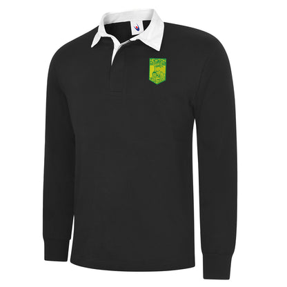 Retro Newton Heath LYR Embroidered Long Sleeve Rugby Shirt