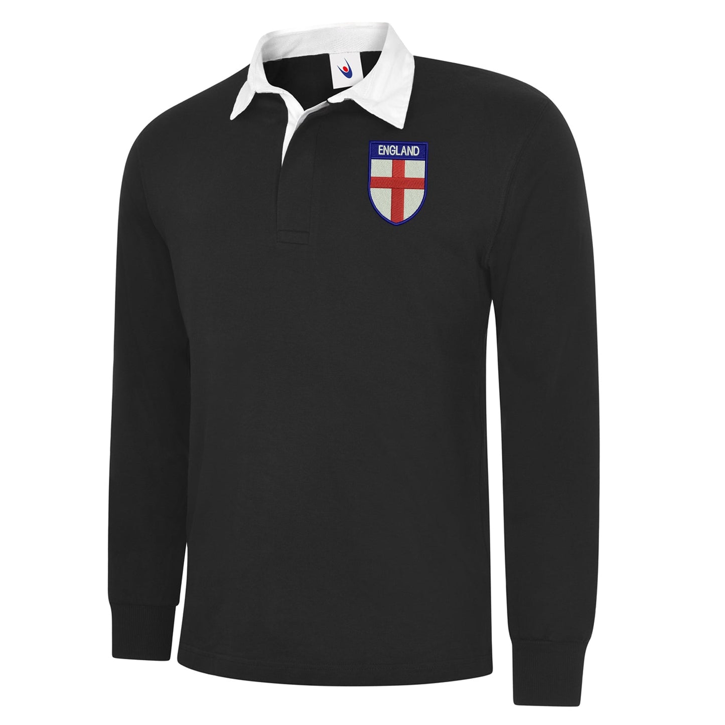Flag of England Shield Embroidered Long Sleeve Rugby Shirt