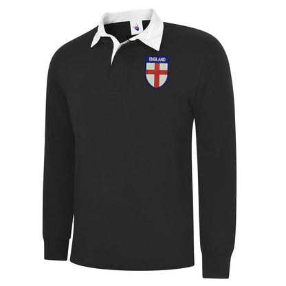 Flag of England Shield Embroidered Long Sleeve Rugby Shirt