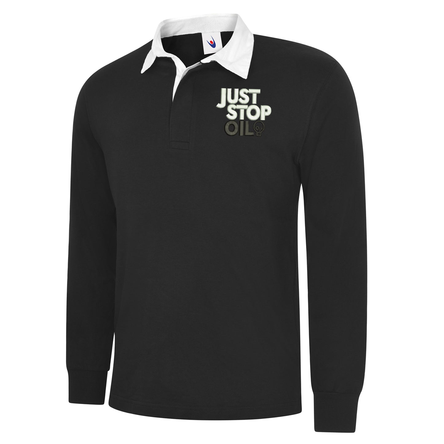 Just Stop Oil Embroidered Classic Rugby Shirt
