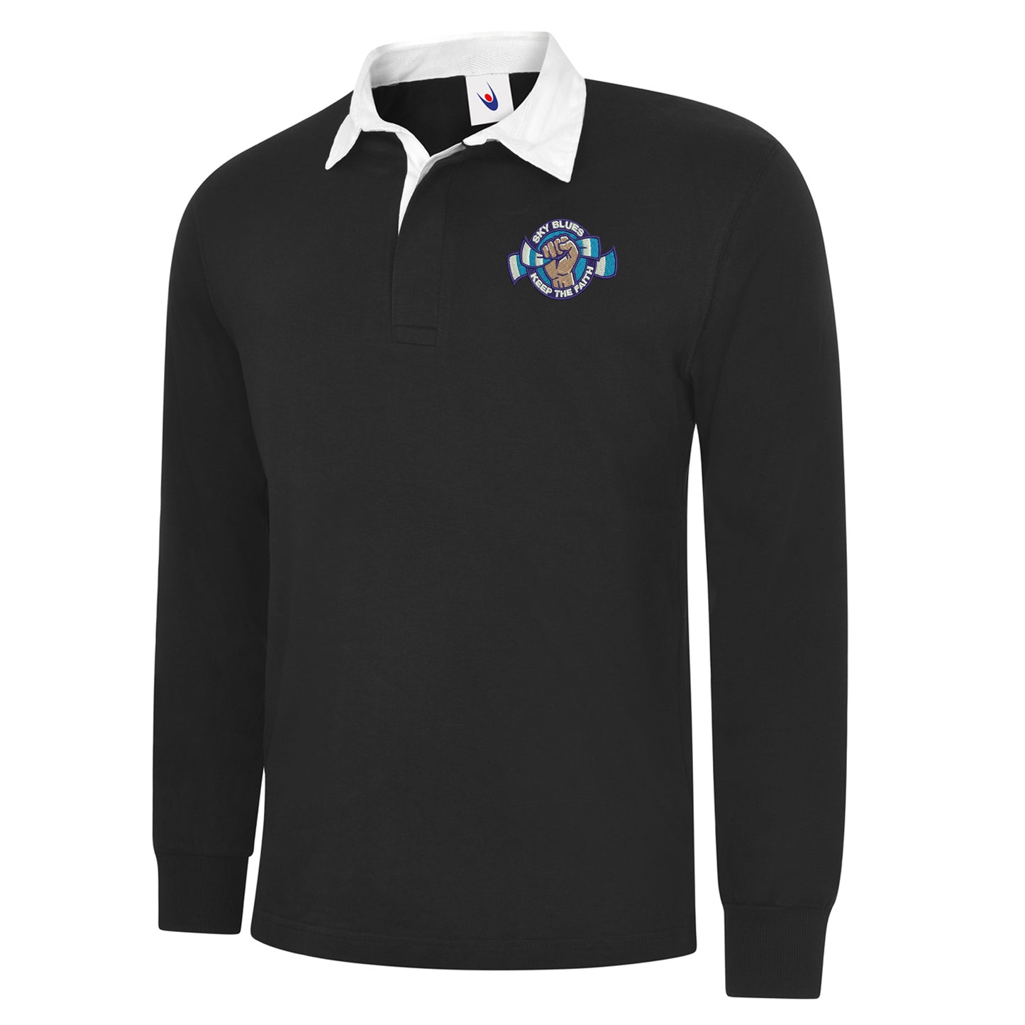 Sky Blues Keep The Faith Embroidered Classic Rugby Shirt