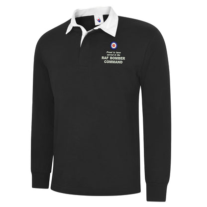 Proud to Have Served in The RAF Bomber Command Embroidered Long Sleeve Rugby Shirt