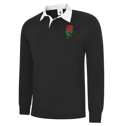 Retro England Rugby Embroidered Long Sleeve Rugby Shirt