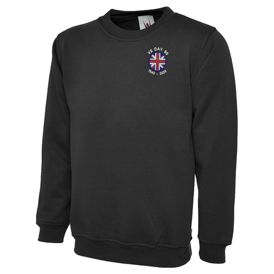 VE Day 80 1945-2025 Embroidered Classic Sweatshirt