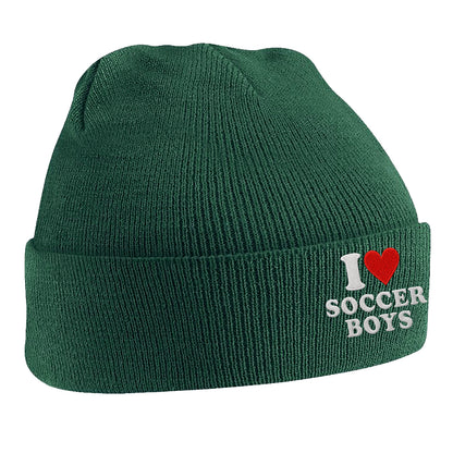 I Love Soccer Boys Beanie Hat