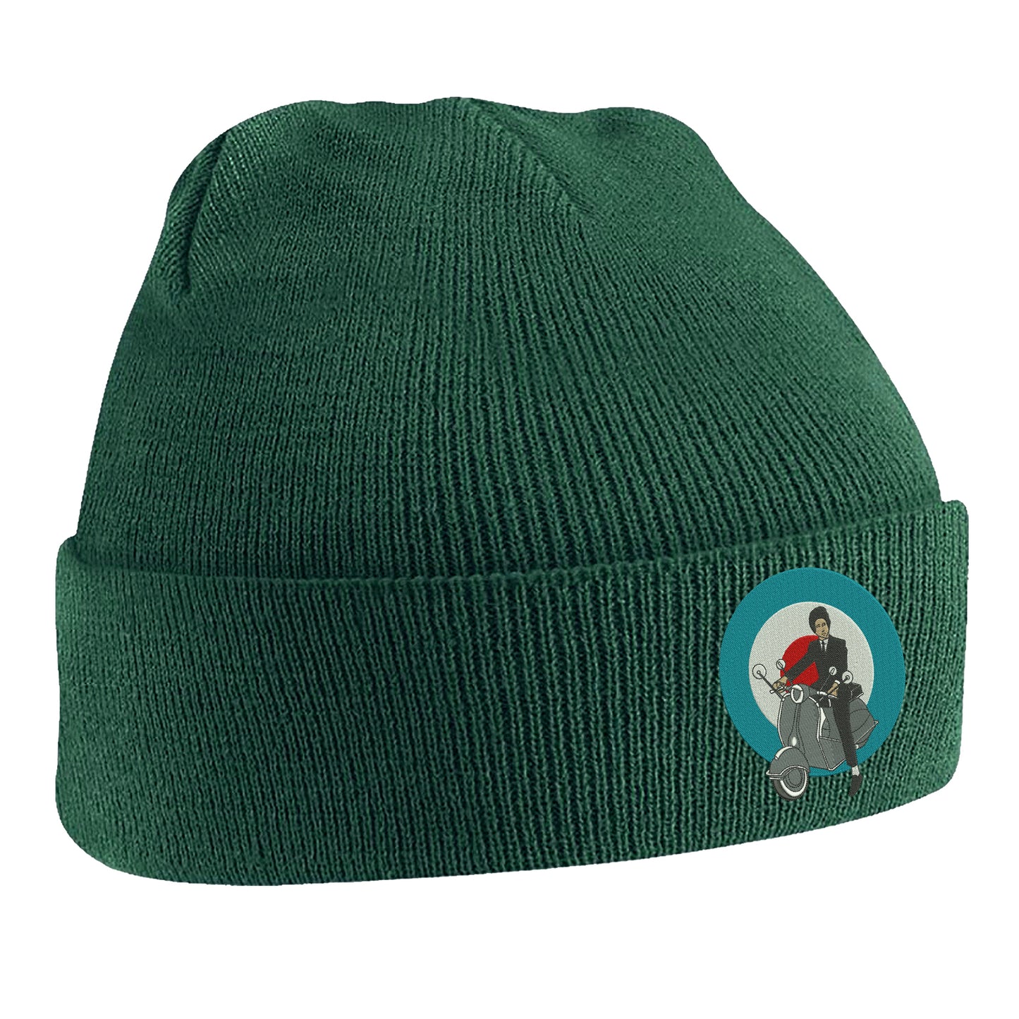 Retro MOD Scooter Embroidered Beanie Hat