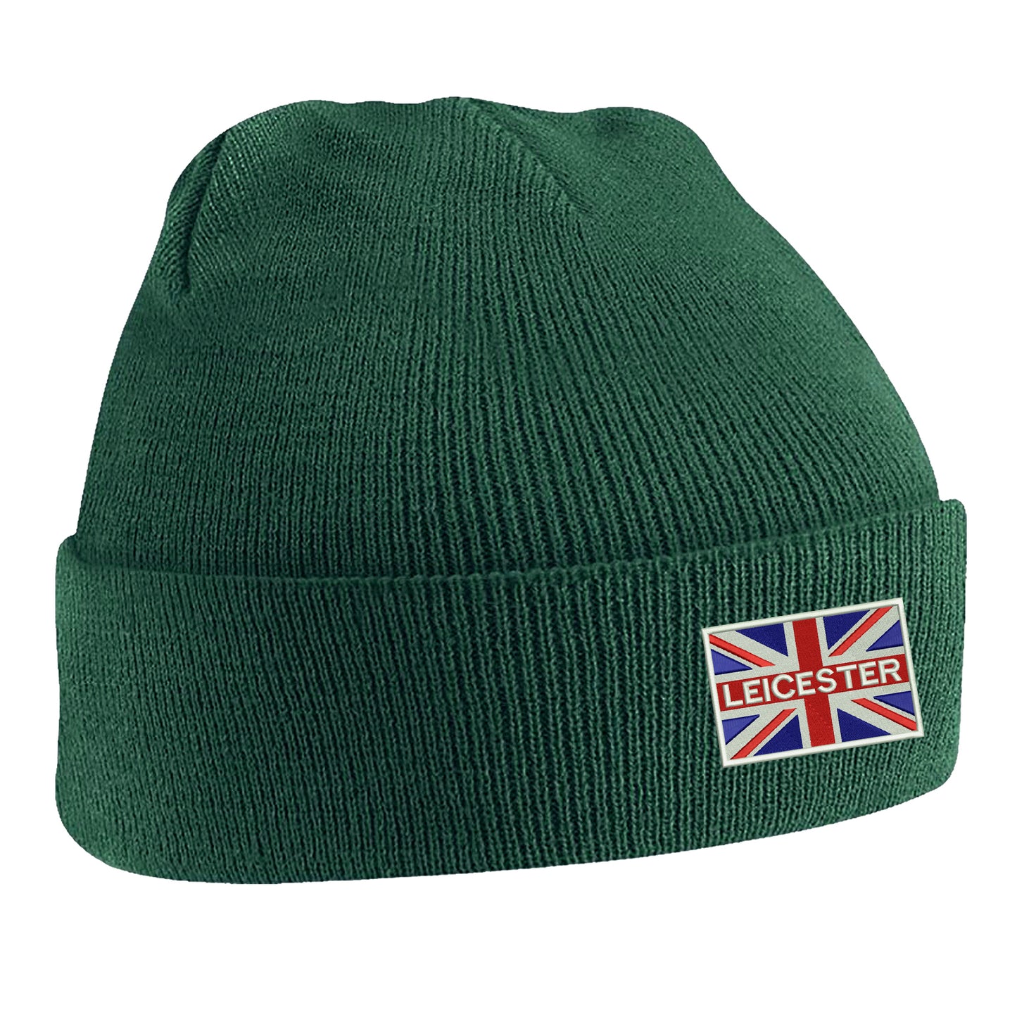 Leicester Coloured Union Jack Embroidered Beanie Hat