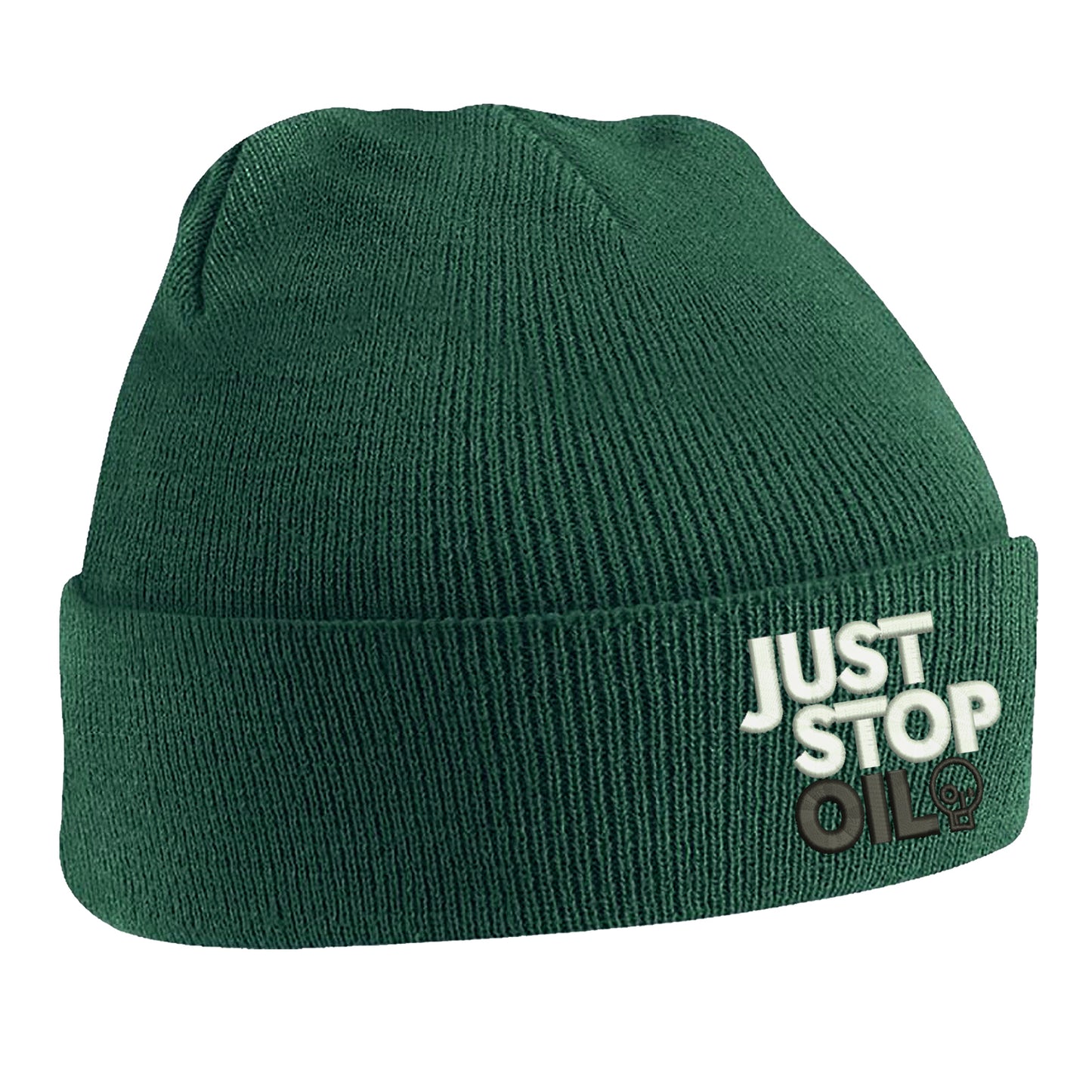 Just Stop Oil Embroidered Beanie Hat