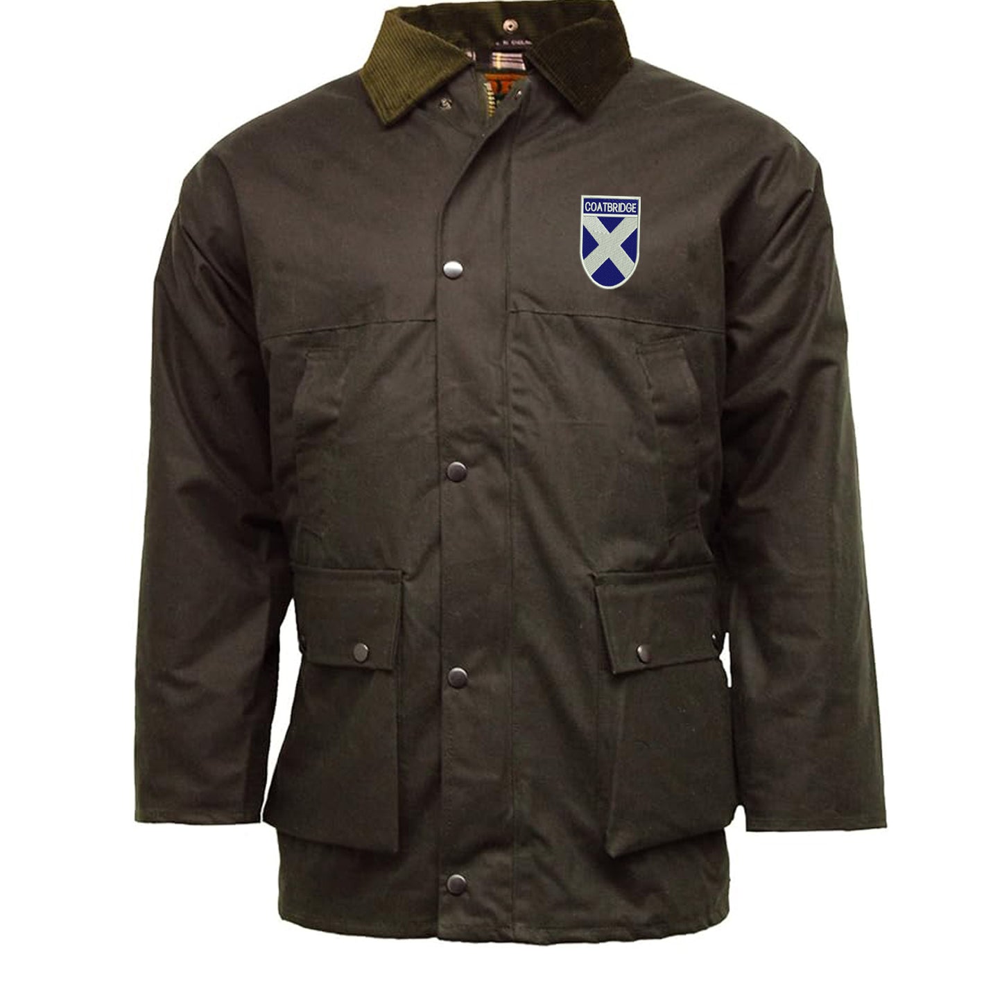 Coatbridge Flag of Scotland Shield Padded Wax Jacket