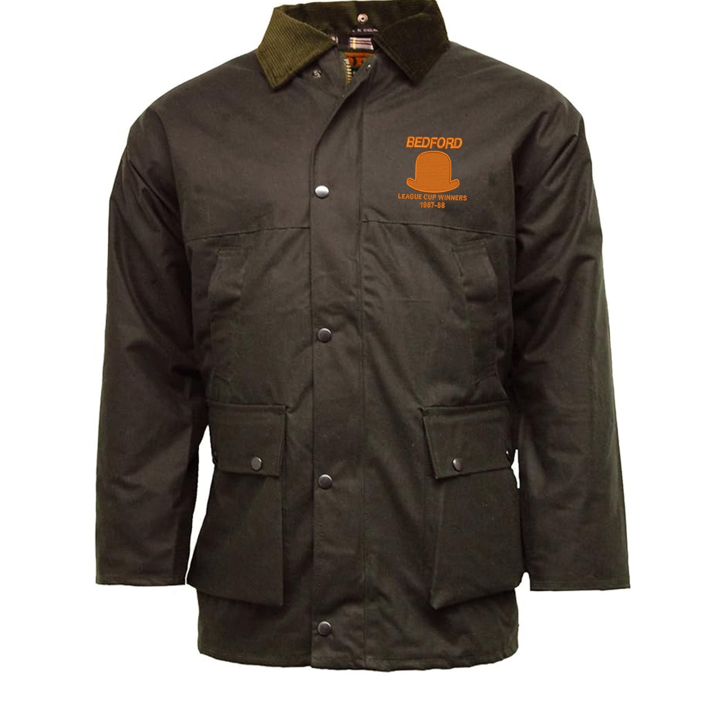 Retro Luton League Cup Winners 1988 Embroidered Padded Wax Jacket