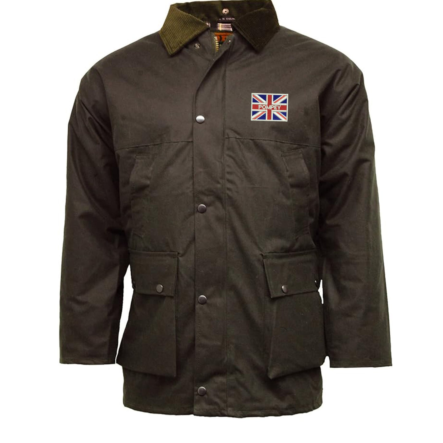 Pompey Coloured Union Jack  Embroidered Padded Wax Jacket