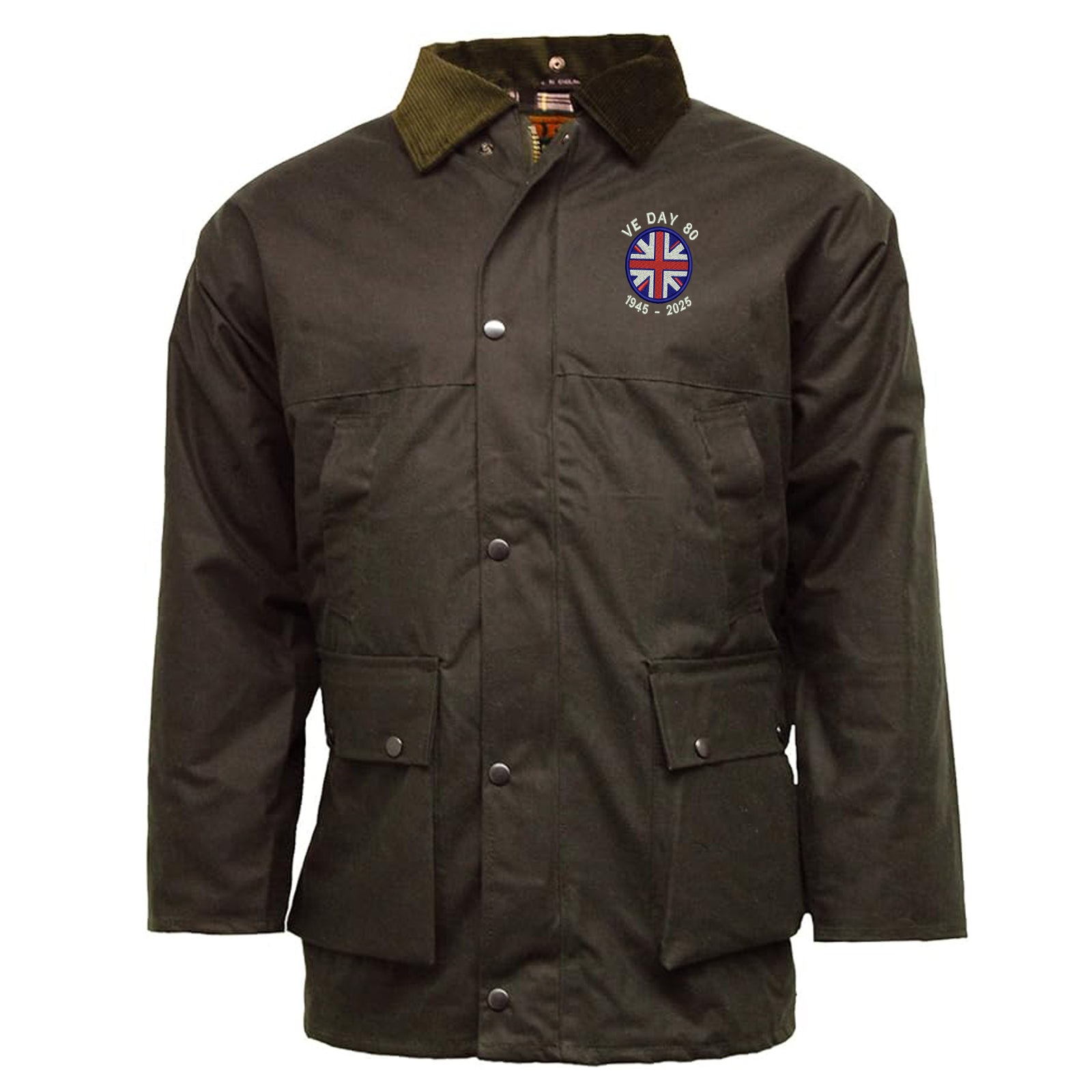 VE Day 80 1945-2025 Embroidered Padded Wax Jacket

