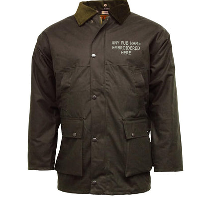 Personalised Embroidered Pub Embroidered Padded Wax Jacket