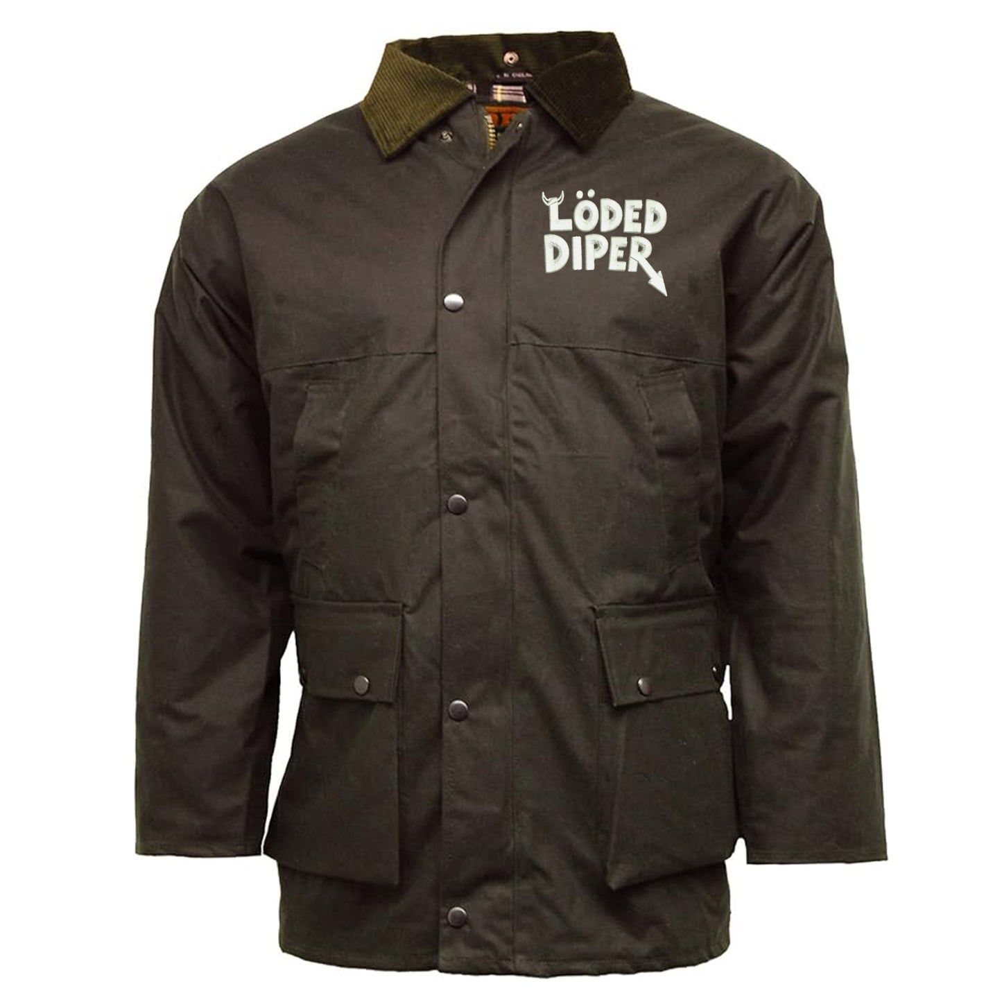 Loded Diper Embroidered Padded Wax Jacket