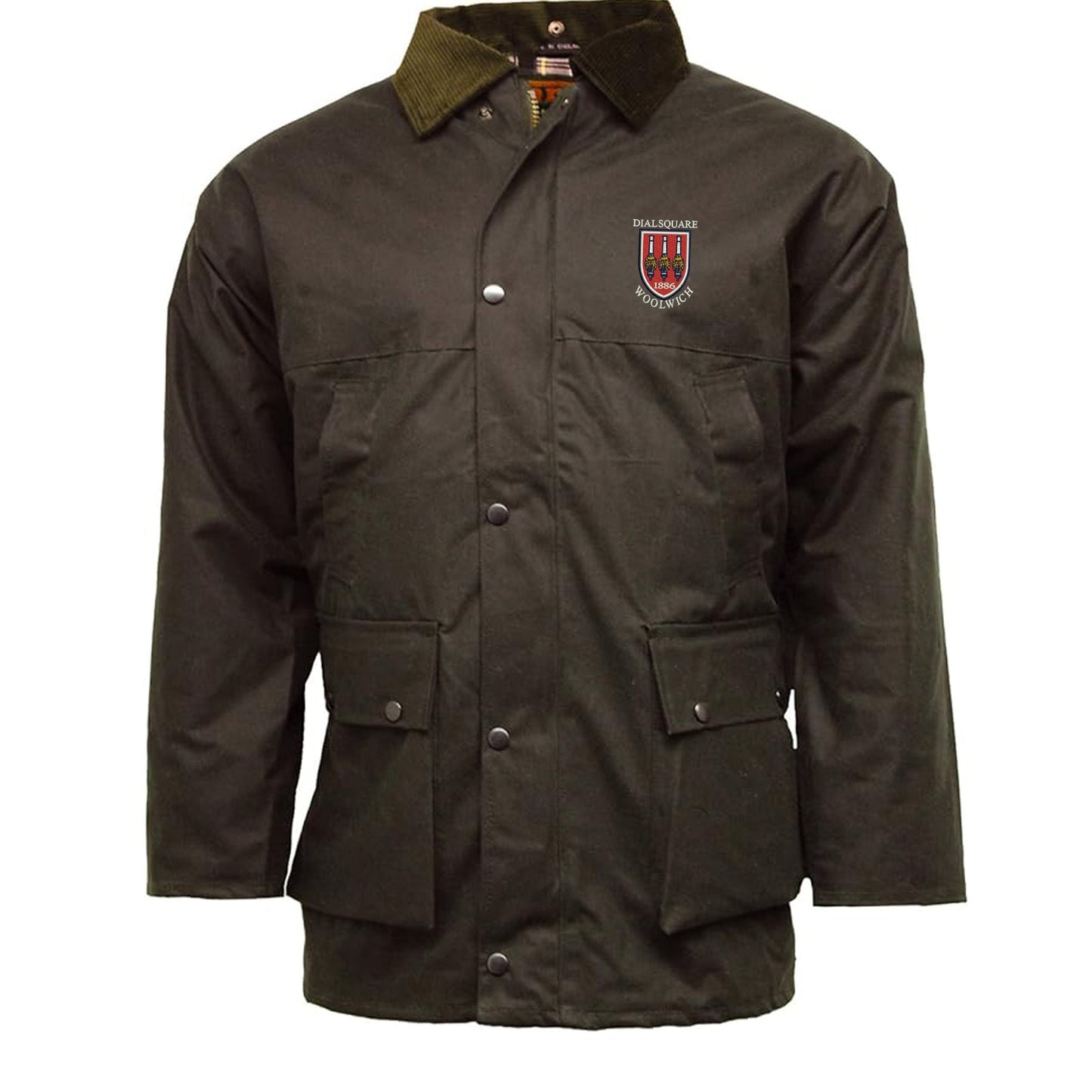 Retro Dial Square Embroidered Padded Wax Jacket
